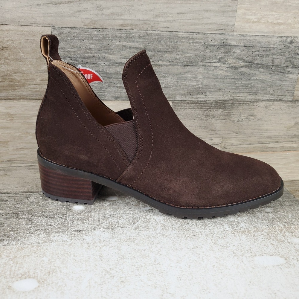Blondo Sandra Womens Ankle Boot Sz 8 Java Suede Waterproof Round Toe Pull On